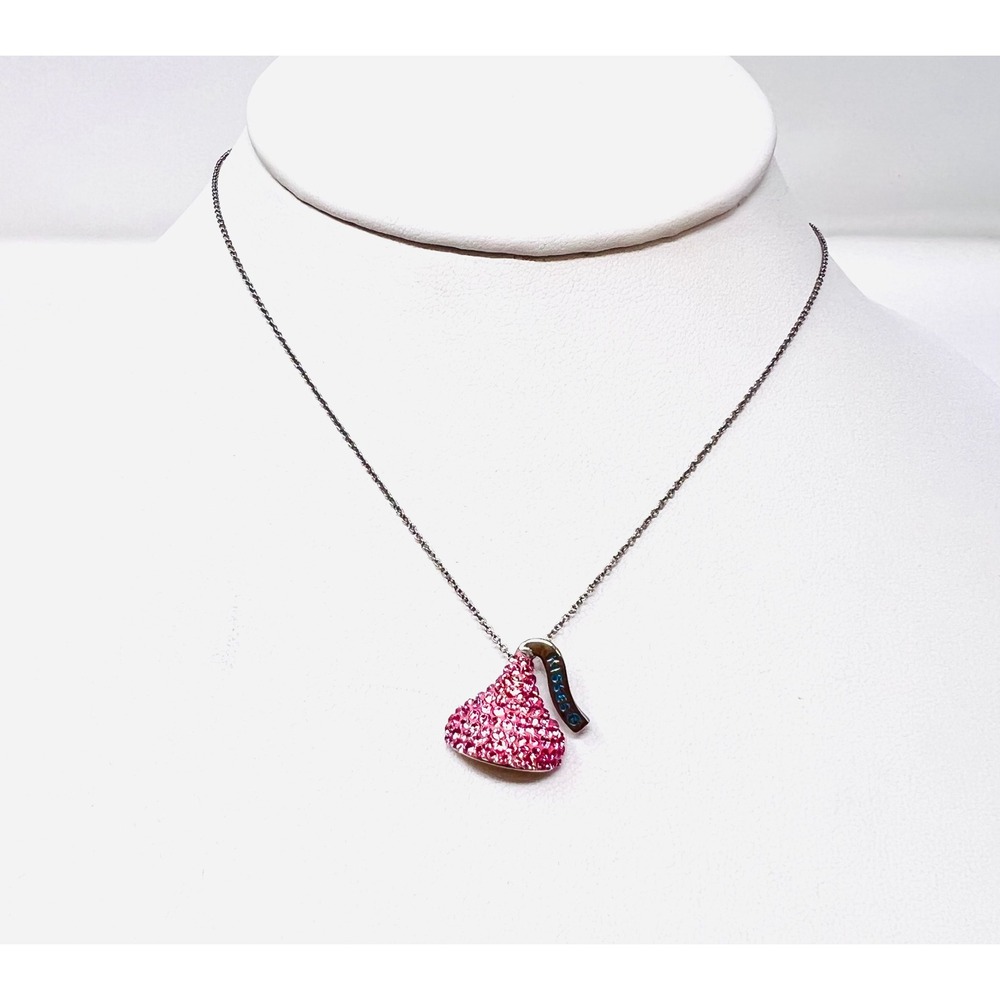 Hershey's Kisses Pink Crystal Sterling Silver Pendant Necklace